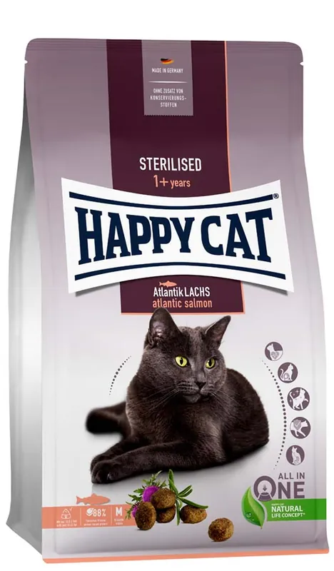 Köp online HappyCat Adult sterilised, lax, 10 kg