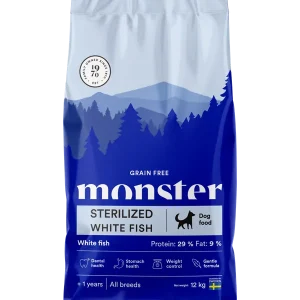 Endast denna vecka Monster Dog GF Sterilzed White fish small bites 12 kg