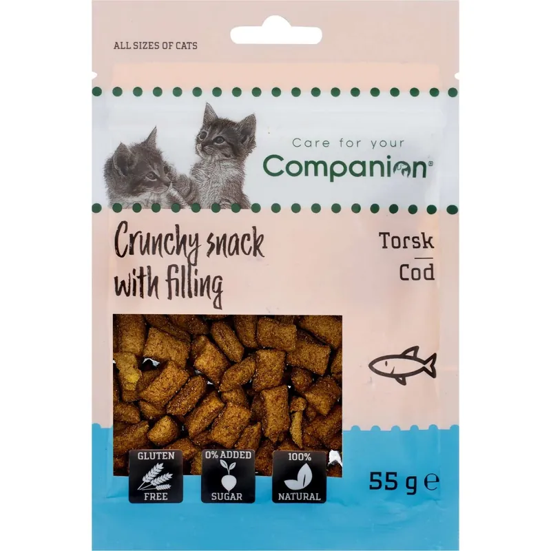 Companion Kattgodis Crunchy Snack Torsk 55g Populär
