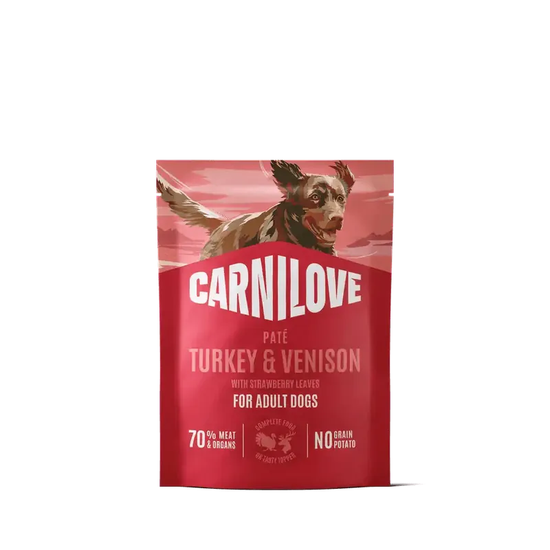 Carnilove Dog Pouch Paté Turkey & Venison with Stawberry Leaves 300 g I lager