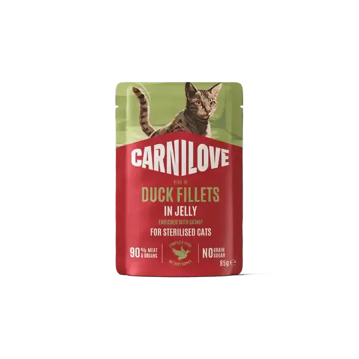 Carnilove Cat Pouch Jelly rich in Duck enriched with Catnip for sterilised 85 g Endast idag