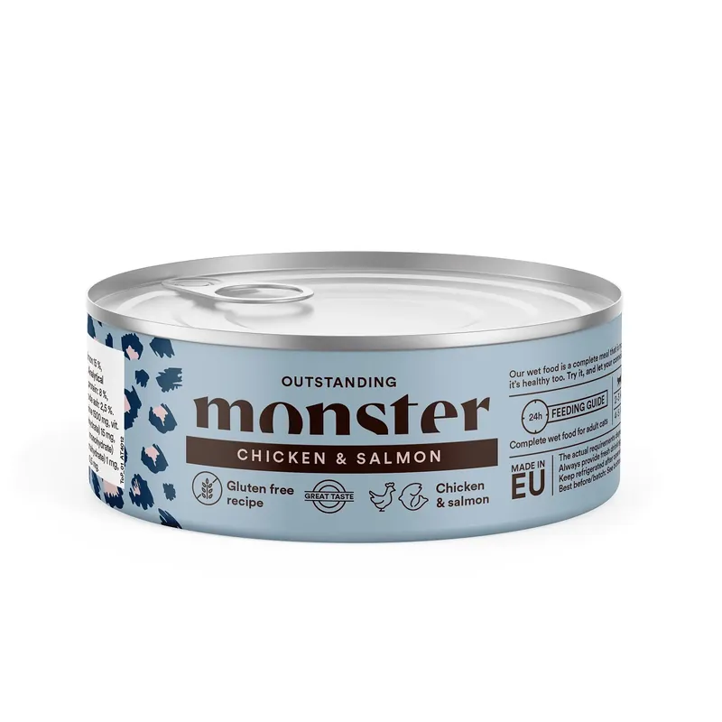 Monster Cat Adult Multi Chicken/Salmon Can 100 g Utförsäljning