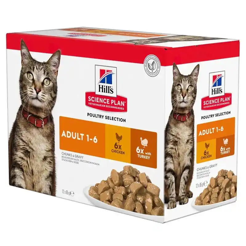 HILL'S SCIENCE PLAN Adult våtfoder med kyckling och kalkon för katt - flerpack 12 x 85 g Bästa pris