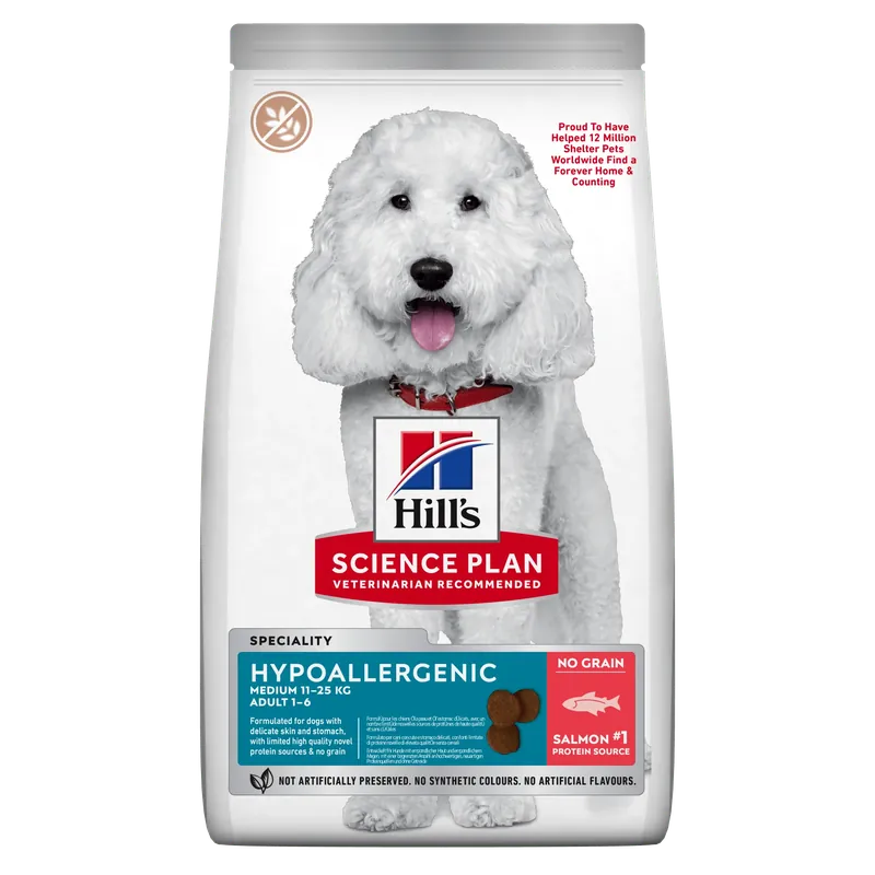 Hill's Science Plan Hypoallergenic Adult Medium torrfoder för hundar med lax 14 kg Beställ nu