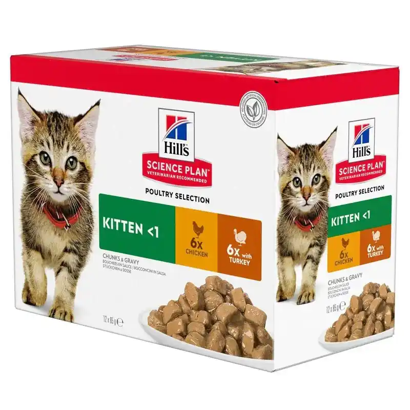 Rea HILL'S SCIENCE PLAN Kitten våtfoder med kyckling och kalkon för katt - flerpack 12 x 85 g