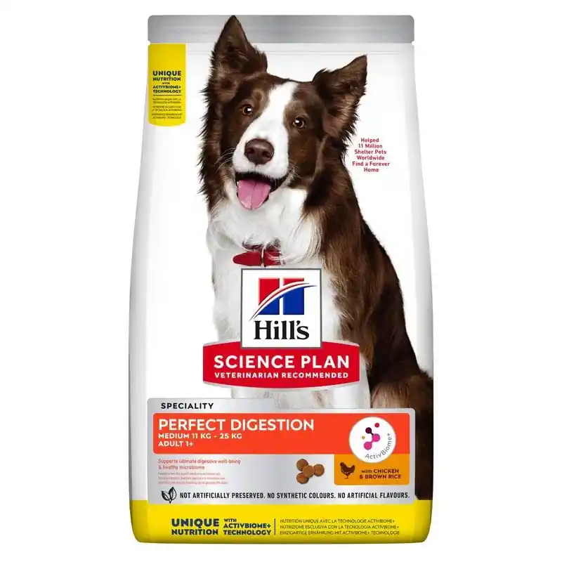 HILL'S SCIENCE PLAN Perfect Digestion Medium Adult 1+ torrfoder med kyckling & råris 2.5 kg Billigare