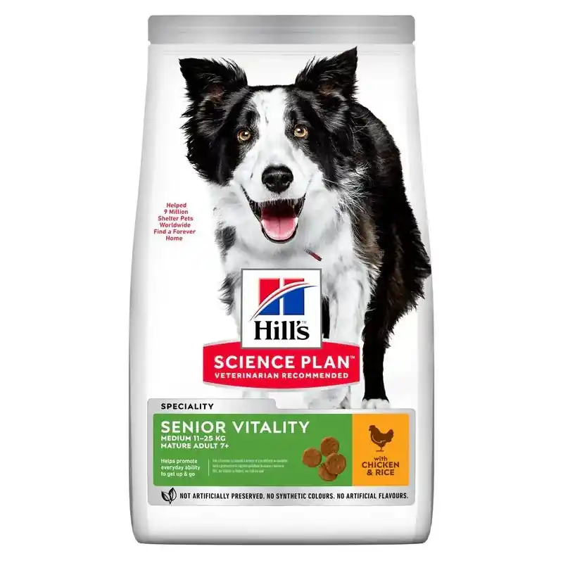 Trygg betalning HILL'S SCIENCE PLAN Senior Vitality Medium Mature Adult 7+ torrfoder med kyckling & ris för hund 2.5 kg