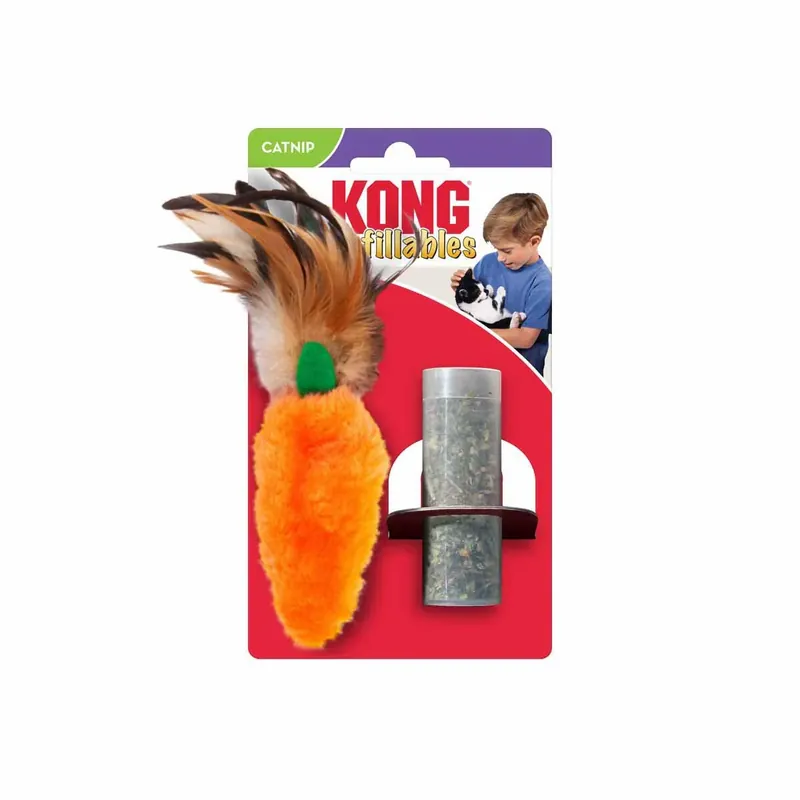Snabb frakt KONG Refillable Catnip Feather Top Carrot