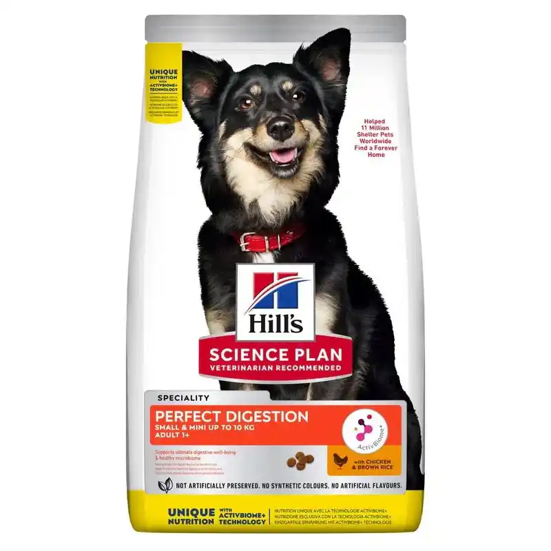 HILL'S SCIENCE PLAN Perfect Digestion Small & Mini Adult 1+ torrfoder med kyckling & råris 1,5 kg 1.5 kg Rabatter
