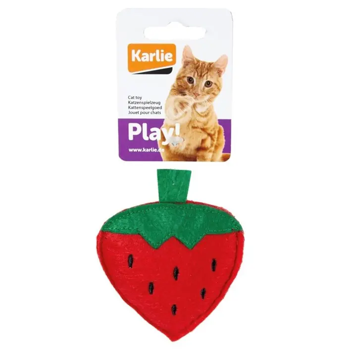 Snabb leverans Leksak jordgubbe m catnip 9,5cm