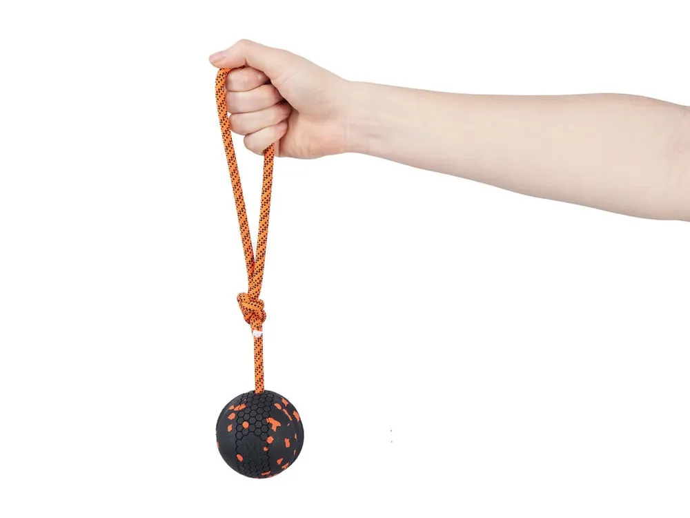 Non-Stop Dogwear Dog ball on rope Snabb leverans