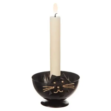 Ljusstake katt i hamrad plåt Köp nu