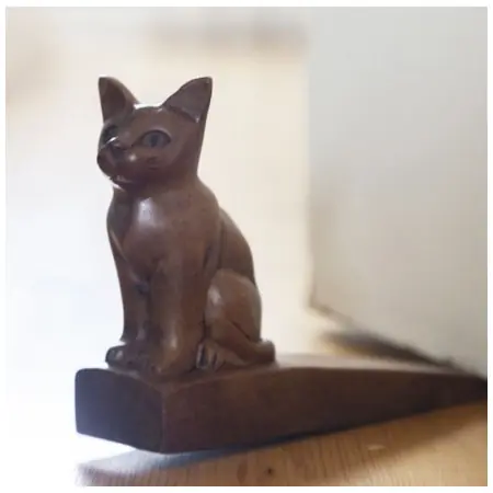 Bästa pris Dörrstopp trä kattmotiv