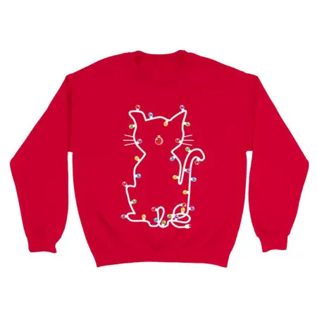 Supercat Sweatshirt Jultröja Kittylights Röd - Small Fynd