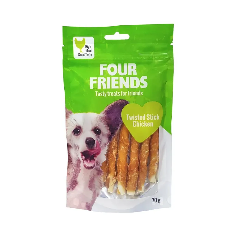 Four Friends FourFriends Chew Bones Twisted Stick Chicken / 12.5 cm / 7 pcs / 70 g Begränsad tid