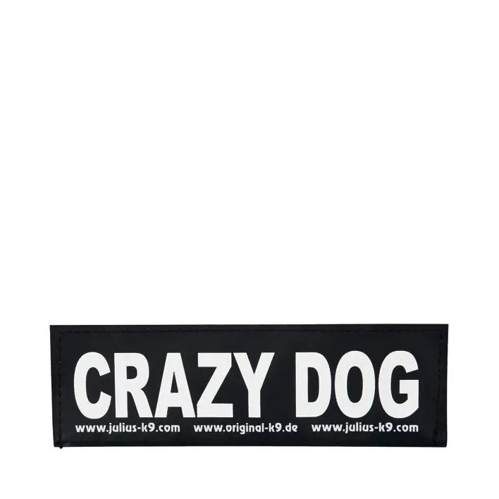 Endast denna vecka Julius-K9 Kardborremärken CRAZY DOG / S (11x3 cm)
