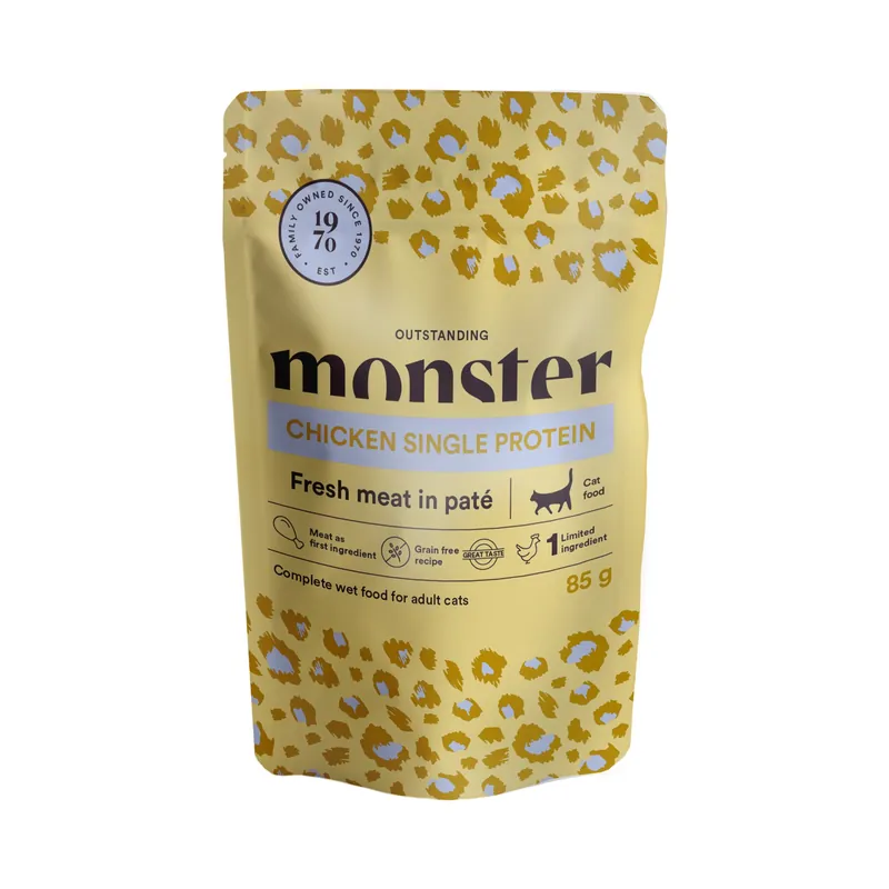 Nyhet Monster Cat Pouches Adult Chicken 8x85 g