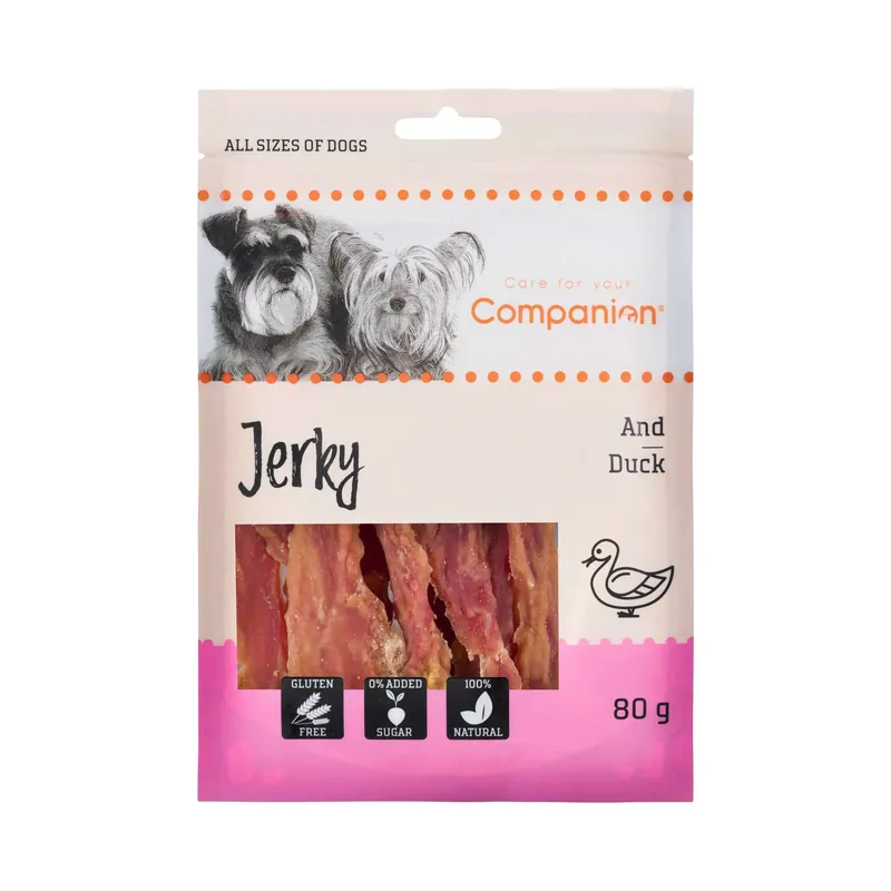 Populärt val Companion Duck Jerky Stripe 80 g