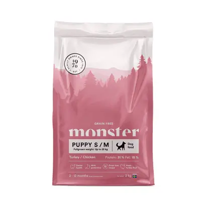 Monster Dog Grain Free Puppy Small-Medium Breed Turkey & Chicken 2 kg Köp online