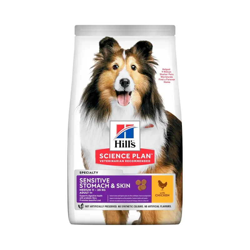 Begränsat antal Hill's Pet Nutrition Hill's SCIENCE PLAN Sensitive Stomach & Skin Medium & Large Breed Adult Hundfoder med Kyckling 2.5 kg