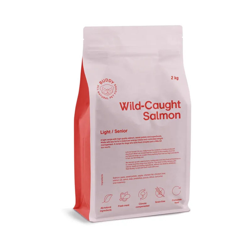 Erbjudande Buddy Pet Foods Buddy Wild Caught Salmon Light Senior 2 kg