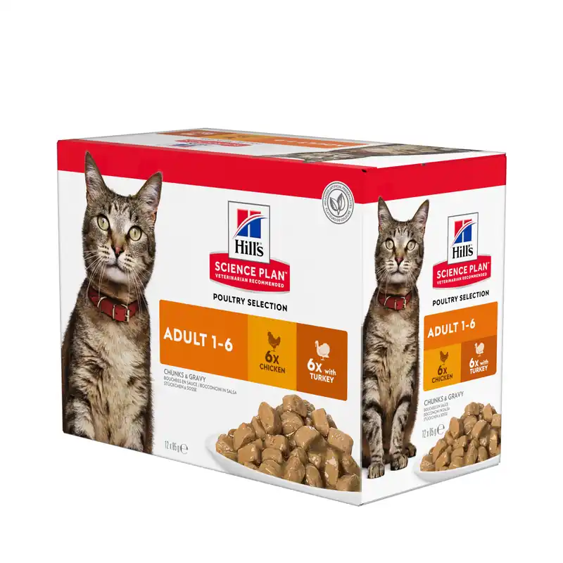 Lägg i varukorgen Hill's Pet Nutrition Hill's SCIENCE PLAN -märkäruoka aikuisille kissoille, kana & kalkkuna 12x85 g