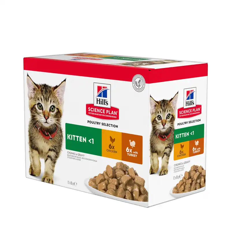 Hill's Pet Nutrition Hill's SCIENCE PLAN Kitten Nassfutter für Katzen mit Huhn & Pute 12x85 g Snabb frakt