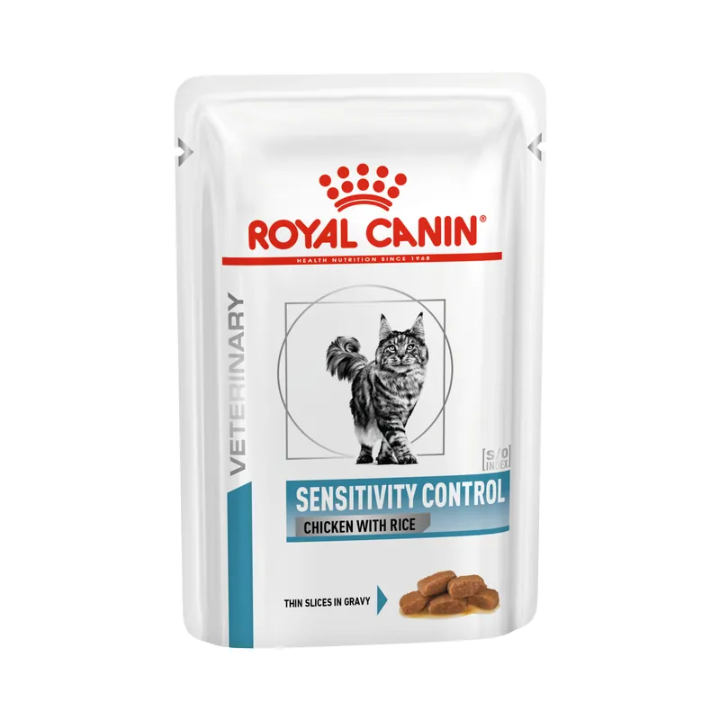 Köp nu Royal Canin Derma Sensitivity Control Chicken Pouch Våtfoder för Katt 12x85 g