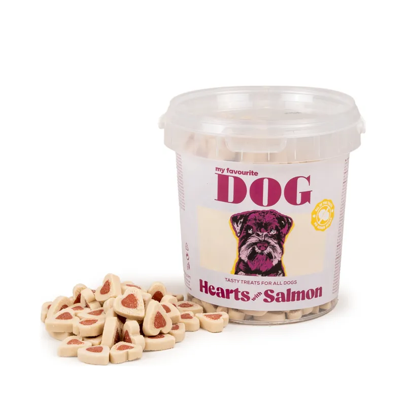 My favourite DOG Hearts with Salmon 500 g Rabatter