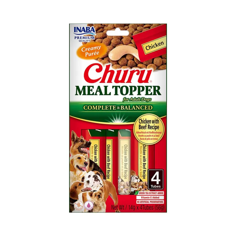 Expressleverans Churu Dog Meal Topper Kylling Med Oksekød 4x15 ml