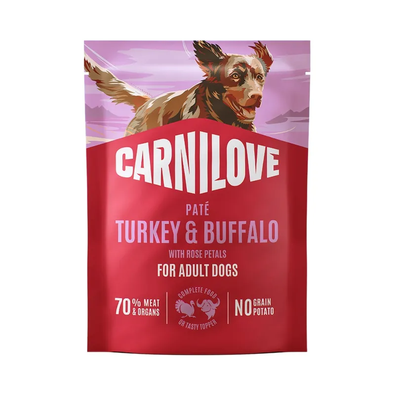 Begränsad tid Carnilove Hundepose Pate Turkey & Buffalo Med Rosenblade 300 g