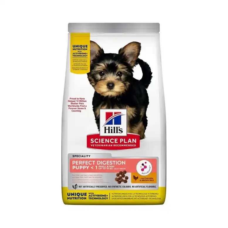 Populär Hill's Pet Nutrition Hill's SCIENCE PLAN Perfect Digestion Small & Mini Puppy Food With Chicken & Rice (kanaa Ja Riisiä) 1.5 kg