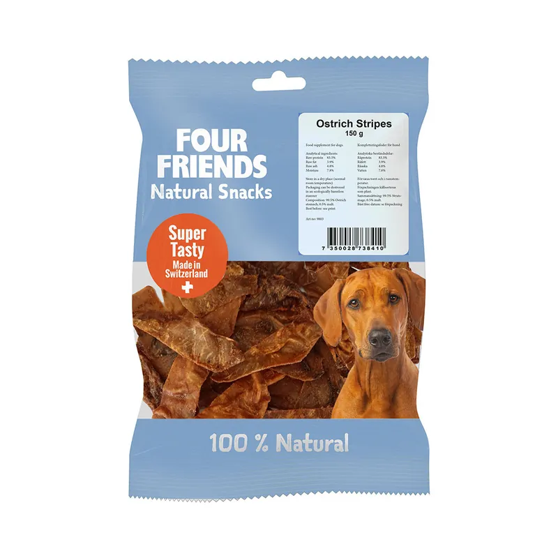 FourFriends Four Friends Natural Snacks Ostrich Stripes 150 g Erbjudande