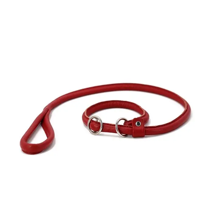 Deluxe Handgjord Retrieverlina i Rundläder Röd 150 cm 150 cm x 10 mm I lager