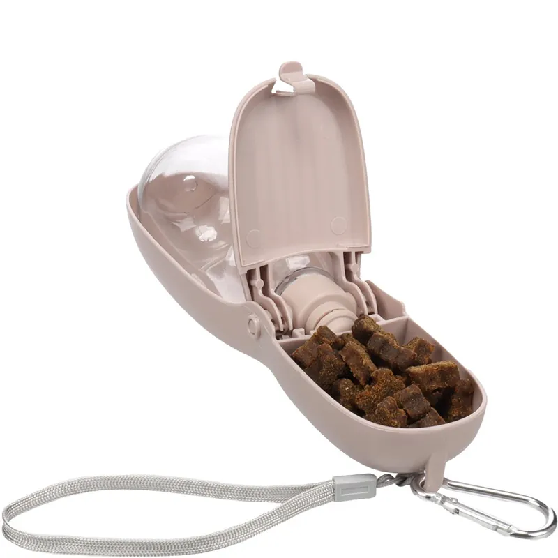 Flamingo Transportabel Foder & Vattenskål Taupe 460ml + 100ml Sista chansen