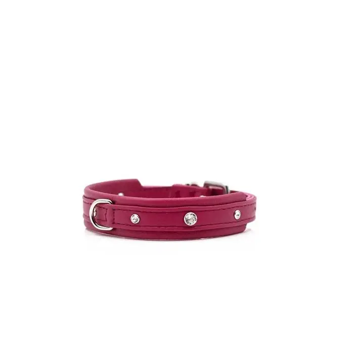 Begränsat antal Handsytt Läderhalsband Design LadyKracker Hallon 27cm x 18mm