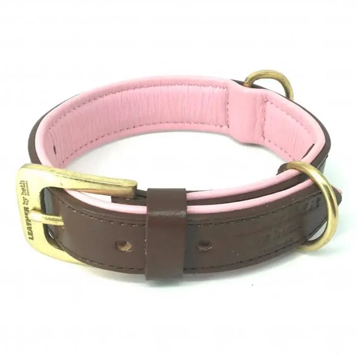 Leather by Beth Citywalk Läder Halsband Cognac & Rosa MEDIUM BRED Rabatt
