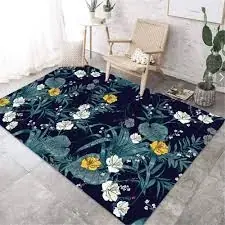 Vattentät utomhusmatta med blått blommönster Nedsatt pris