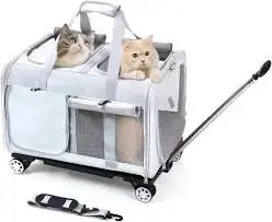 BEAUTYMONKEY.K Dubbel Katttransportbur med Hjul Rabatter