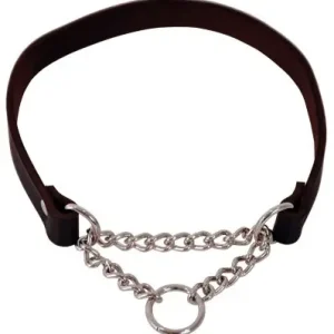 Läderhalsband med kedja svart 18mmx50cm Erbjudande