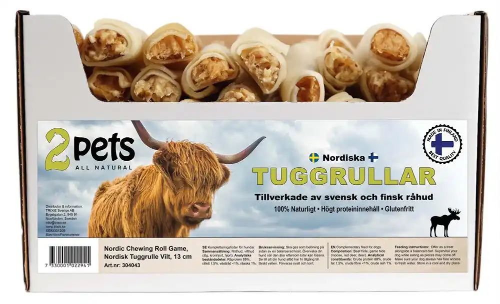 2pets Nordisk tuggrulle med vilt, 13 cm Kundfavorit