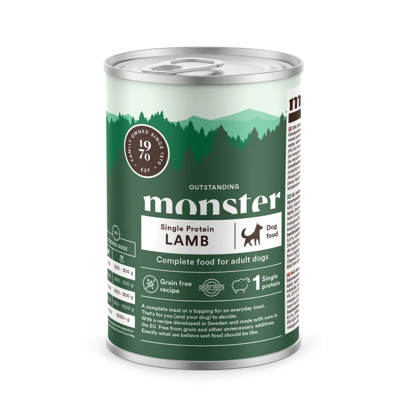 Köp nu Monster Dog Adult Single Lamb 400g