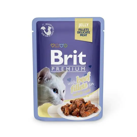 Brit Premium Pouches Fillets in Jelly with Beef Erbjudande