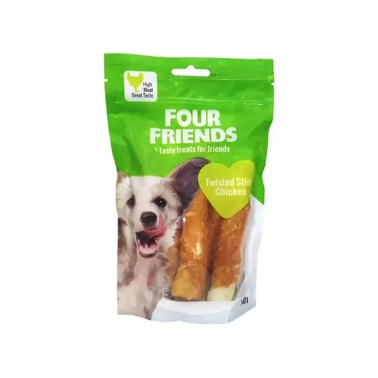 I lager FourFriends Dog Twisted Stick Chicken 12,5 cm (4 pack)