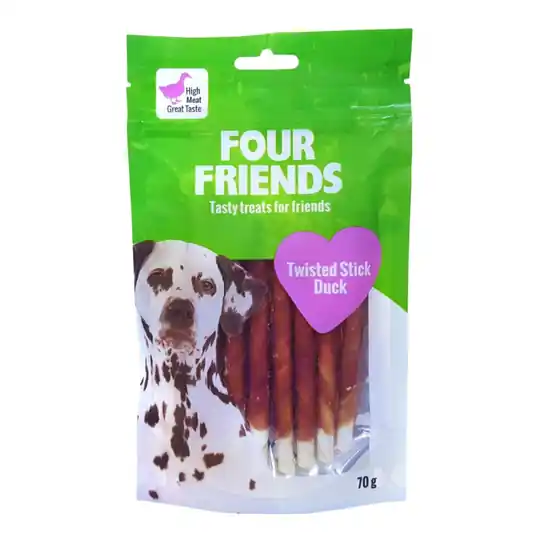 FourFriends Dog Twisted Stick Duck 12,5 cm (7-pack) Lågt pris