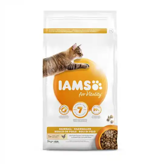 Köp online Iams for Vitality Cat Adult Hairball Chicken (3 kg)