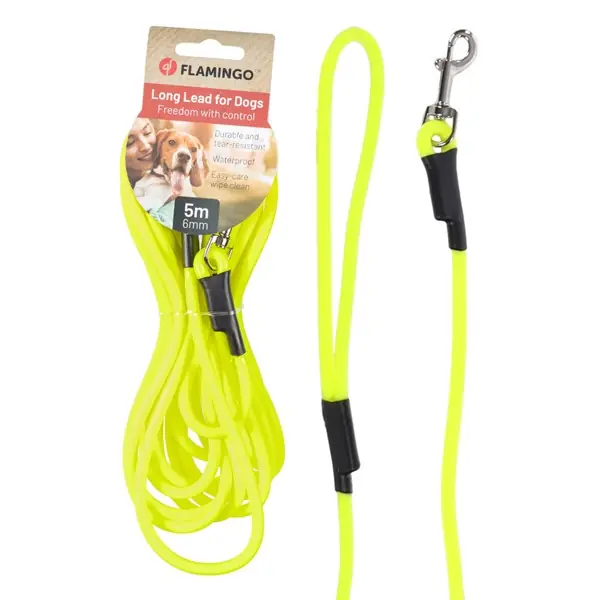 Spårlina 5m Ø6mm Caspar biothane rund gul Trygg betalning