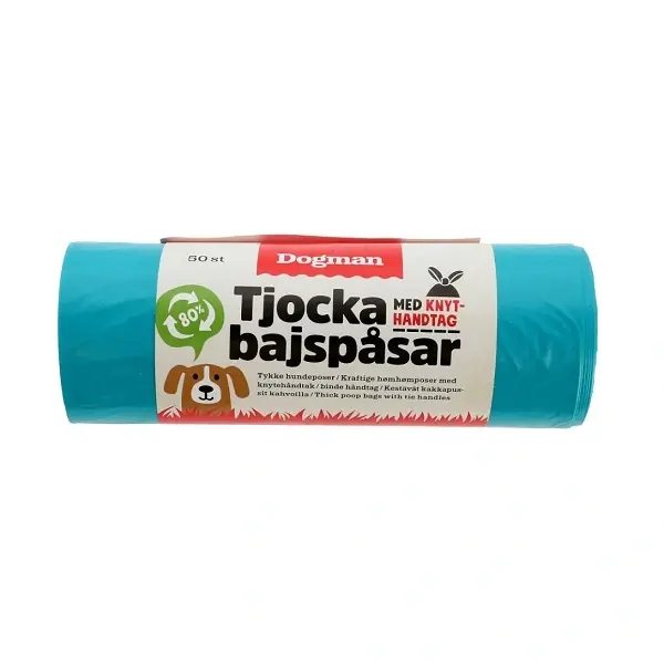 Outlet Dogman bajspåsar med knythandtag 50-pack - Turkos