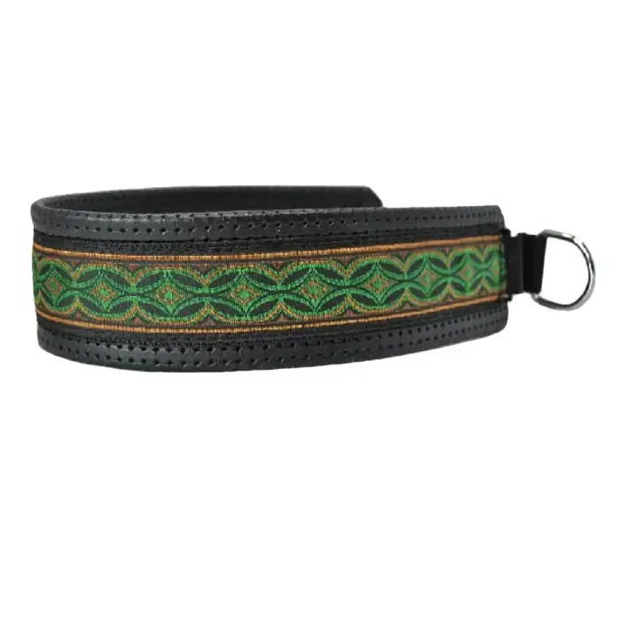 Hundhalsband Krumbukt, halvstryp - grön/koppar/brun 35 cm Säker betalning