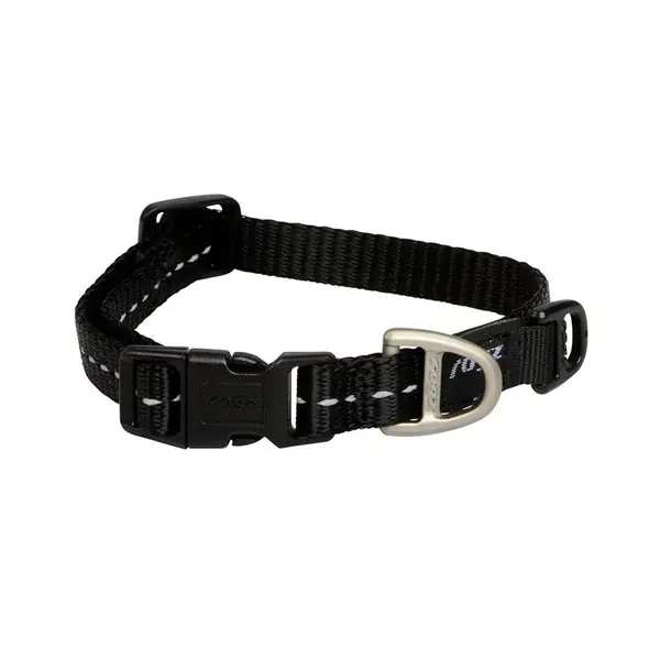 Rogz Utility ställbart hundhalsband med reflextråd - Svart 20-31 cm Begränsad tid